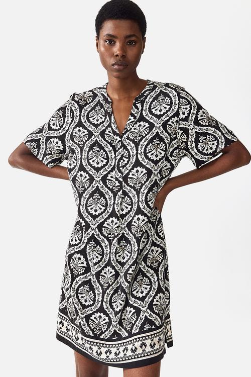 Viscose tunic dress - black