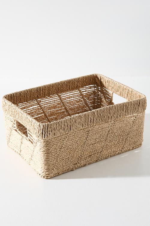 Woven storage basket with grown-on handles - neutral