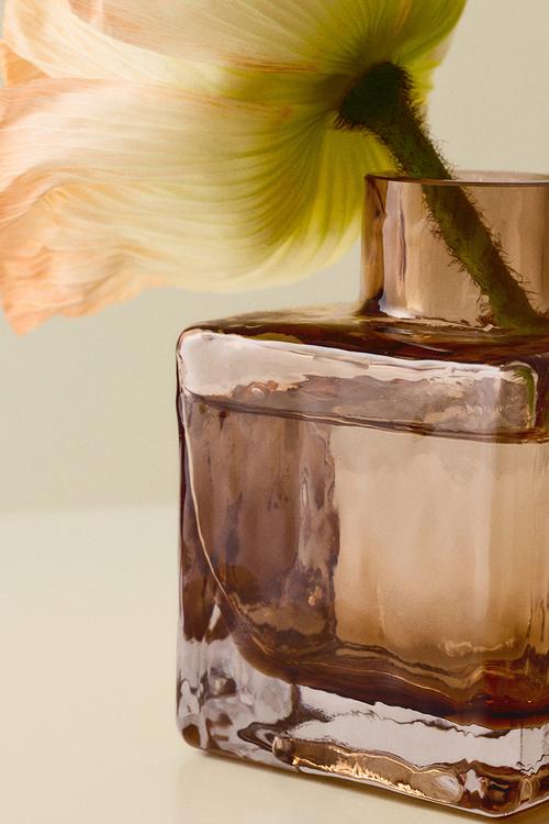 Small textured-glass bud vase - light brown