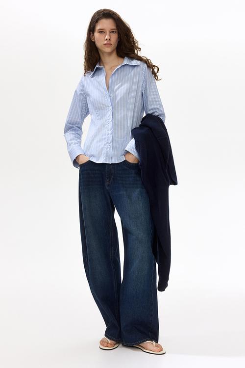 Fitted shirt - light blue/striped