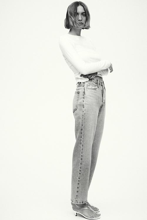 Straight high waist ankle jeans - light denim blue
