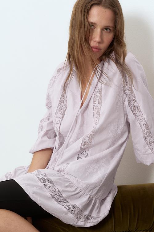 Lace-inset tunic dress - lilac
