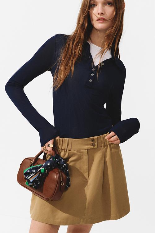 Flared mini skirt - dark beige