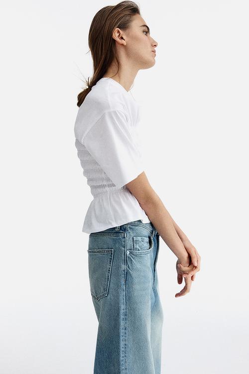 Smocked t-shirt - white
