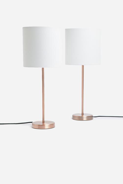 Upright table lamp set - copper