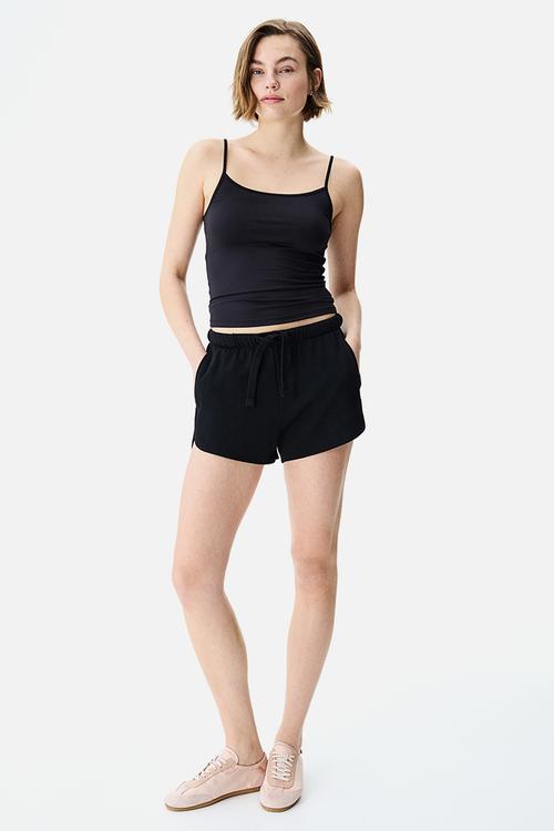 Jersey strappy top - black