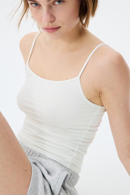 Jersey strappy top - white