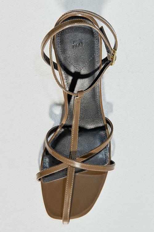 Heeled strappy sandals - dark khaki green