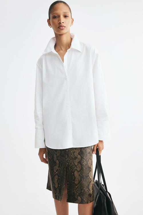 Cotton poplin shirt - white