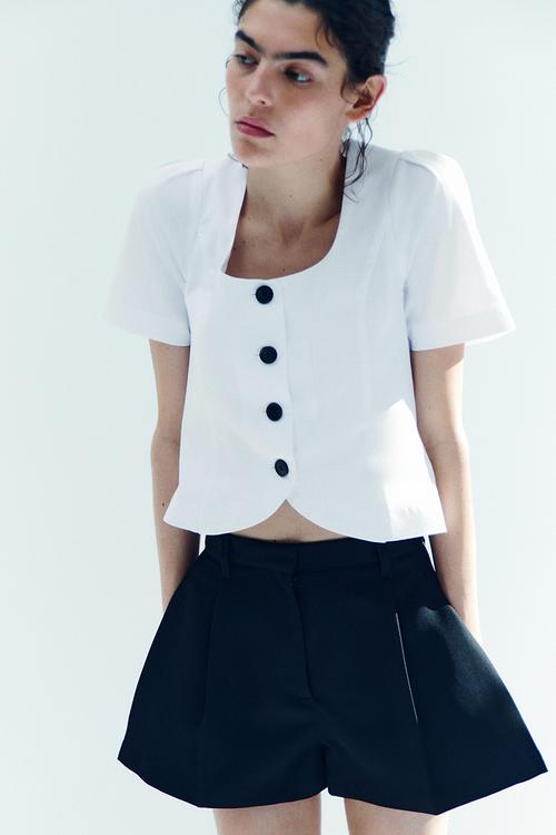 Scoop-neck blouse - white