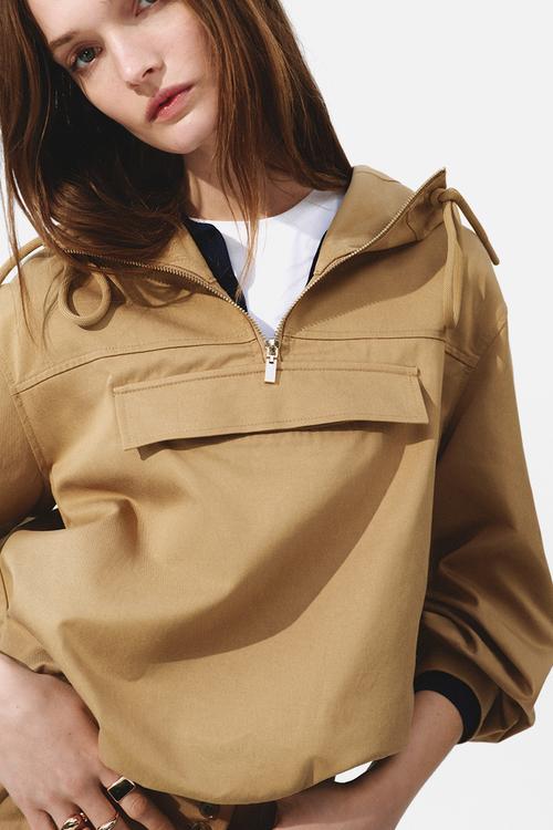 Twill popover jacket - dark beige