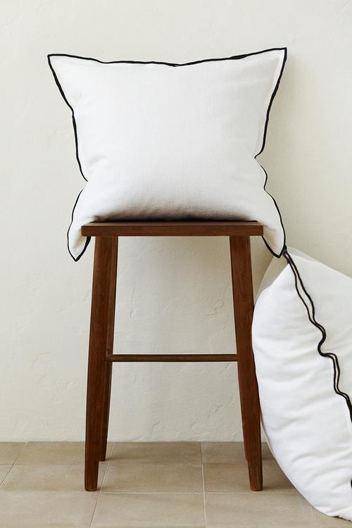 Linen-blend cushion cover - white