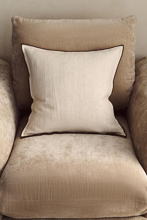 Linen-blend cushion cover - light beige