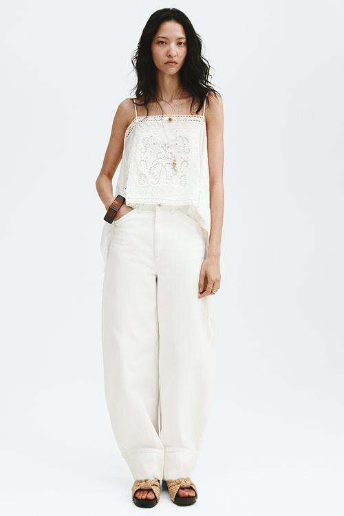Barrel leg regular waist jeans - cream