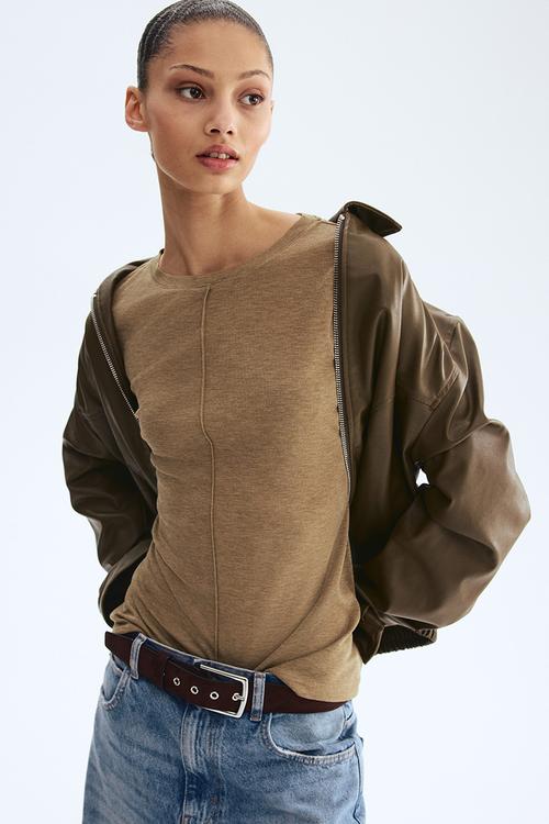 Long-sleeved top - beige marl