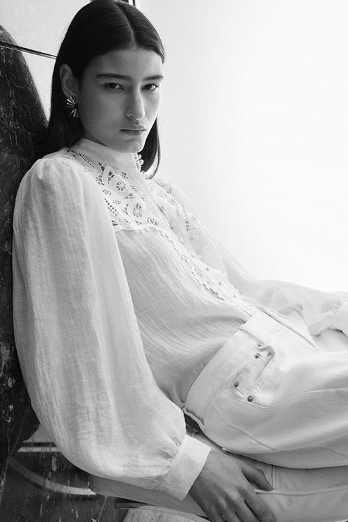 Lace-yoke blouse - cream