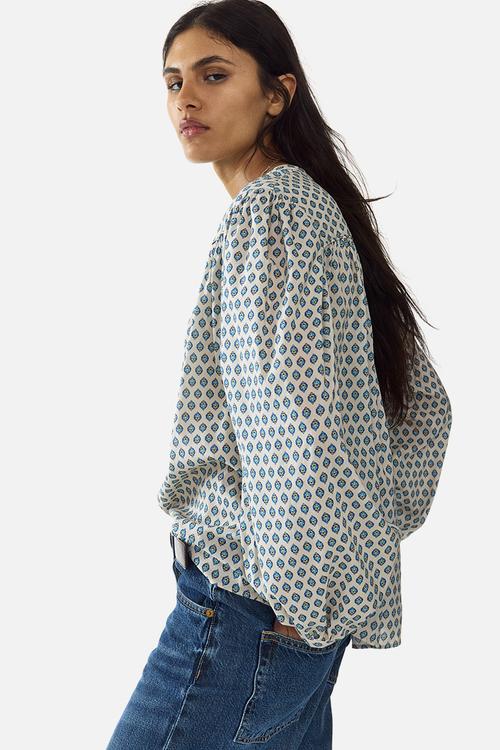 Oversized blouse - light beige/patterned