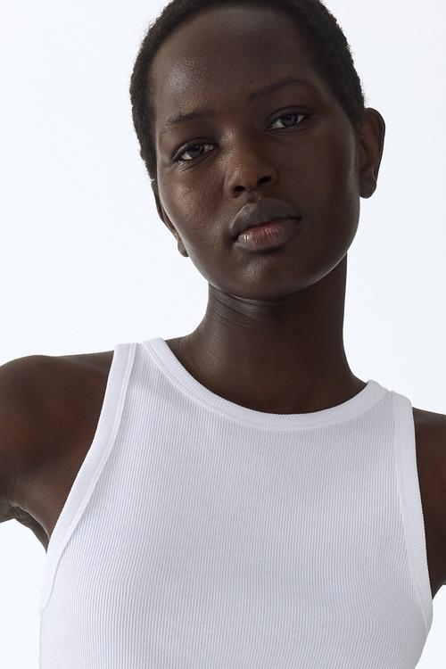 Ribbed cotton vest top - white