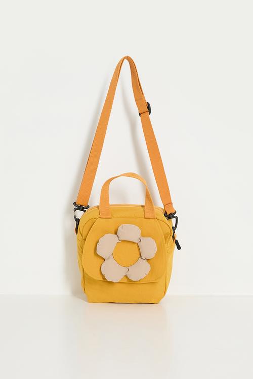 Padded flower applique backpack - mustard