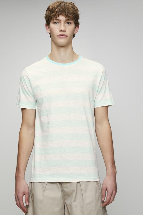 Short Sleeved Crew Neck T-shirt - Pale Mint/ Off White