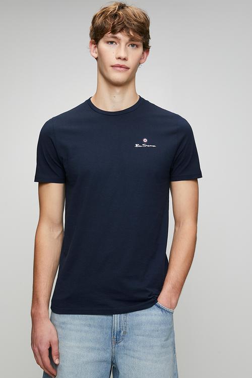 Essential Tar Prnt Crew Tee Shirt - Navy