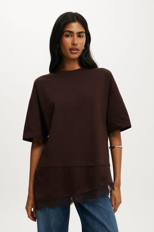 Satin Layered T-shirt - Dark Oak