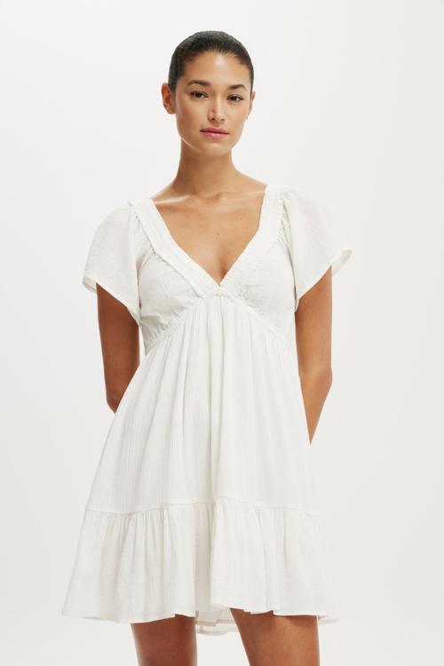Stevie Short Sleeve Mini Dress - White