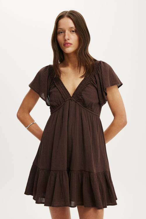 Stevie Short Sleeve Mini Dress - Dark Oak