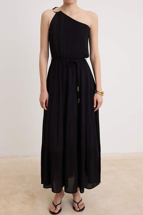 Accessory Detail Maxi Dress - Black