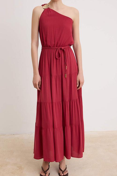 Accessory Detail Maxi Dress - Cherry