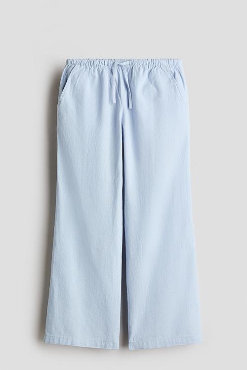 Linen-blend trousers - light blue