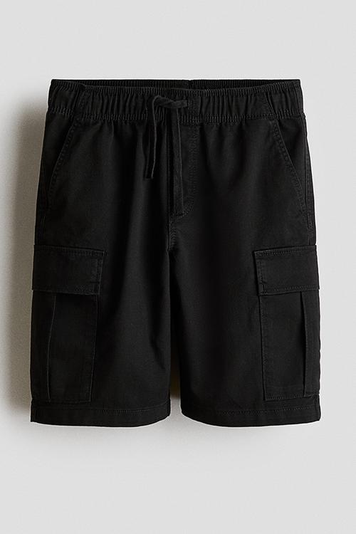 Cargo twill shorts - black