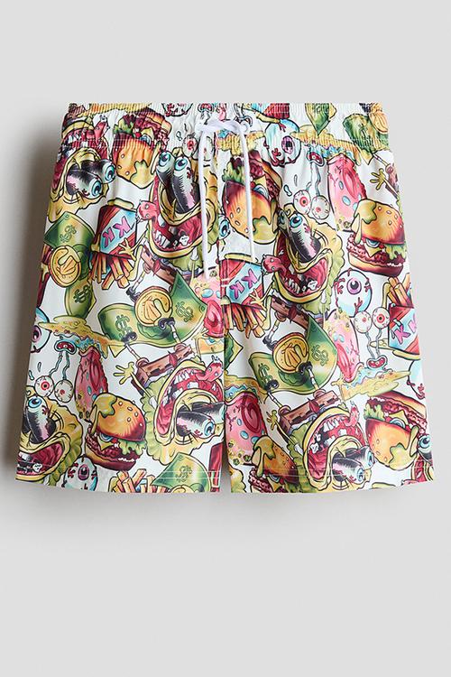 Printed swim shorts - white/spongebob
