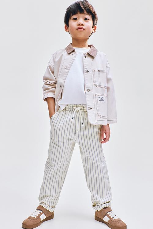 Twill pull-on trousers - cream/striped
