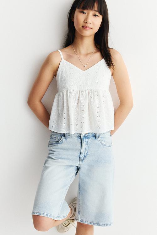 Peplum strappy top - white
