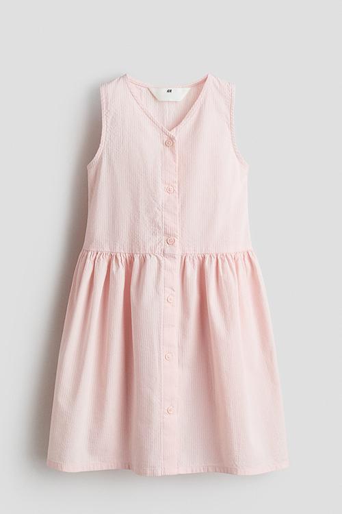 Sleeveless seersucker dress - light pink