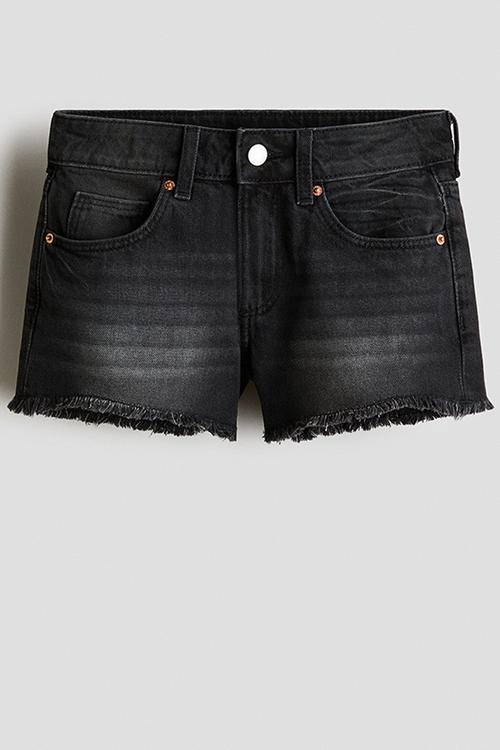 Relaxed fit denim shorts - denim black