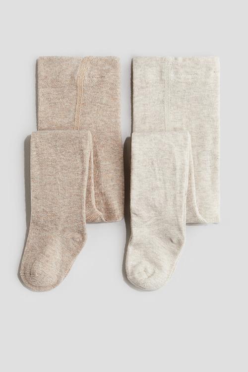 2-pack tights - beige/light beige