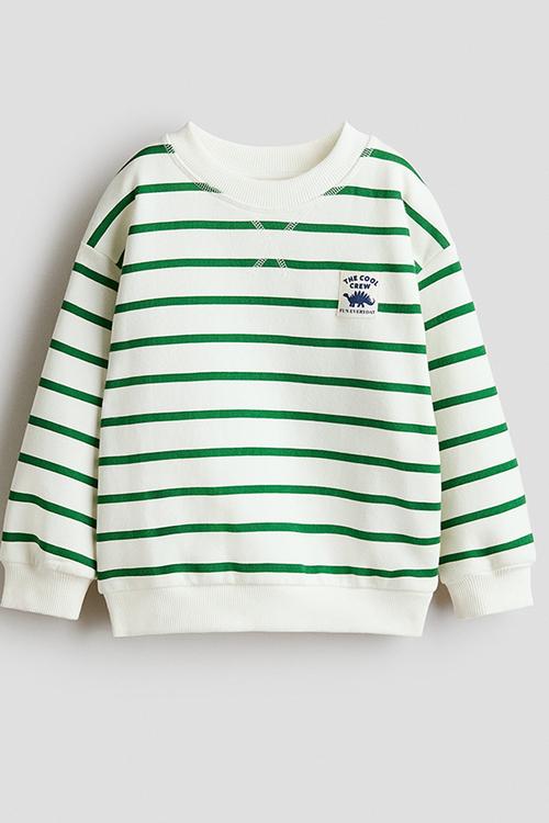 Printed sweatshirt - green striped/dinosaur