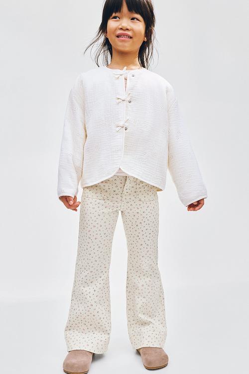 Flared jeans - cream/floral
