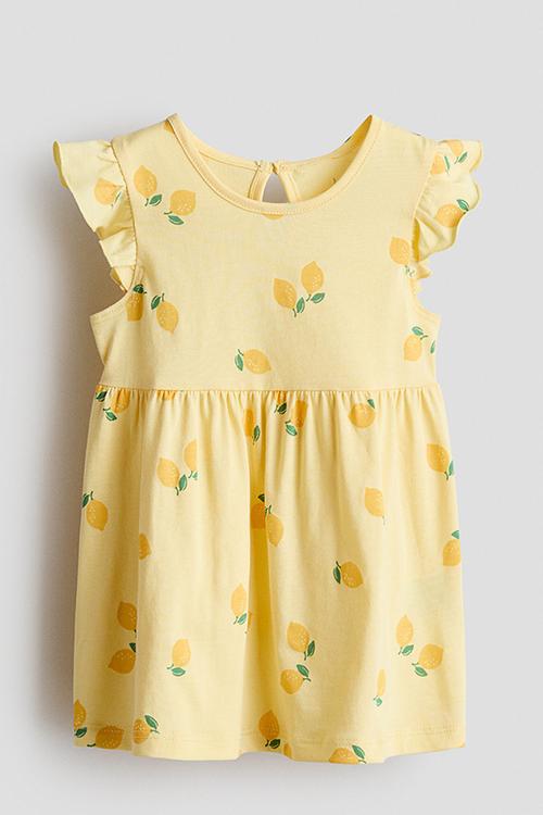 Cotton dress - yellow/lemons