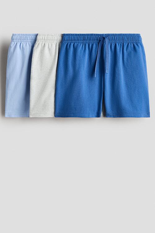 3-pack cotton jersey shorts - blue/light blue
