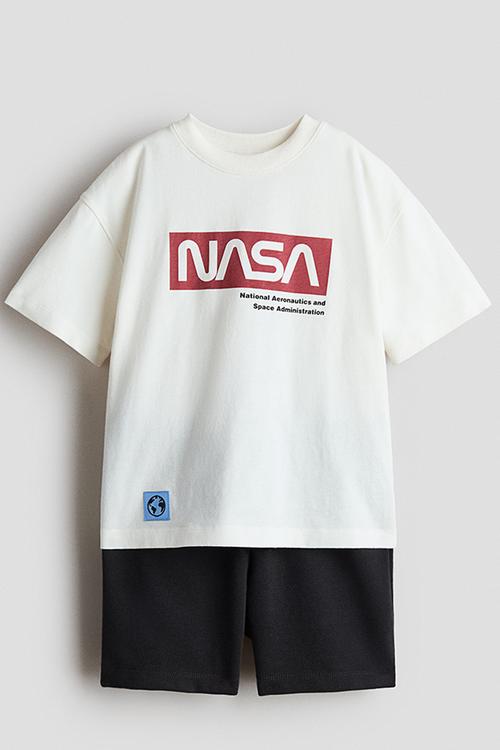 2-piece t-shirt and sweatshorts set - white/nasa