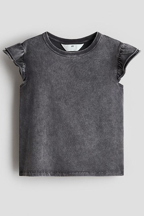 Flutter-sleeved top - grey marl