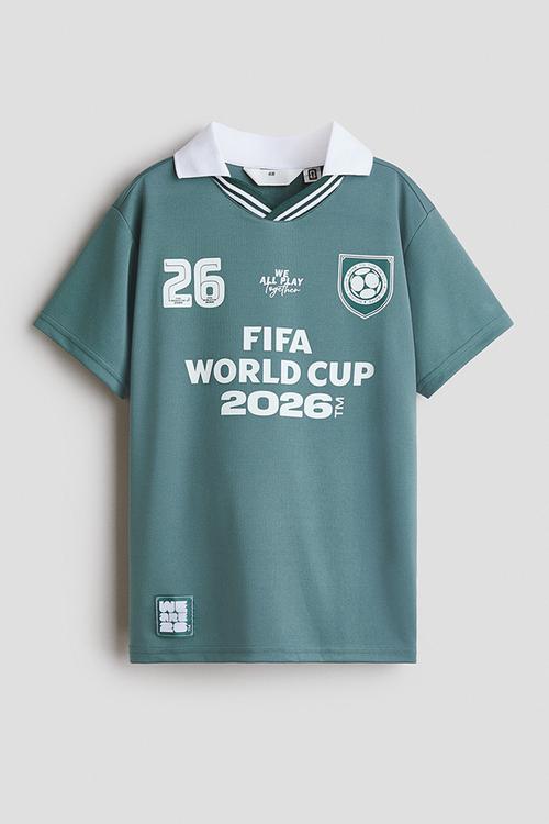 Print-motif collared football shirt - turquoise/fifa world cup 2026™