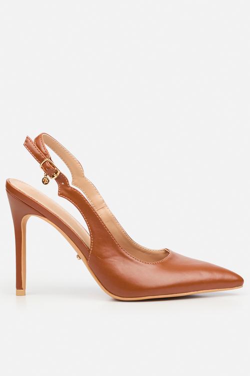 Lola 85 scallop slingback heel - tan