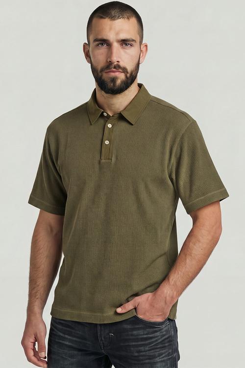 Heavy Waffle Loose Polo S\S - Dark Khaki