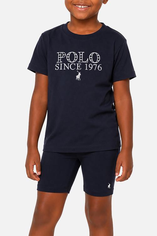 Girls Isla Embroidered Short Sleeve Tee - Navy