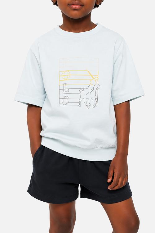 Girls Isabella Printed Blouson Short Sleeve Tee - Ice Blue