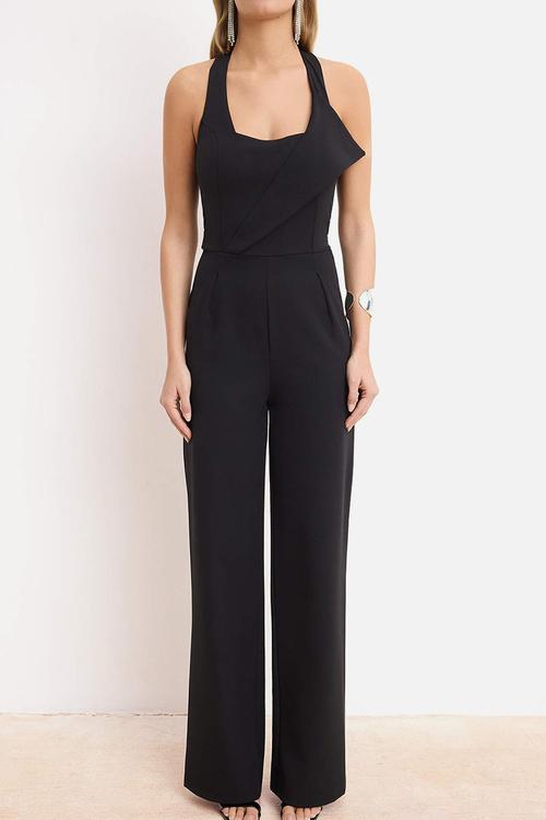 Halter Neck Jumpsuit - Black